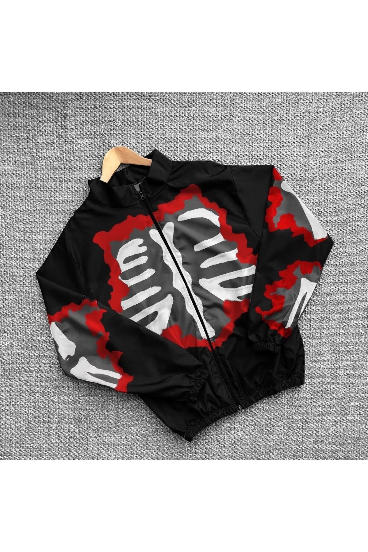 CVS Unisex Dijital Baskılı Paraşüt Rüzgarlık - Siyah