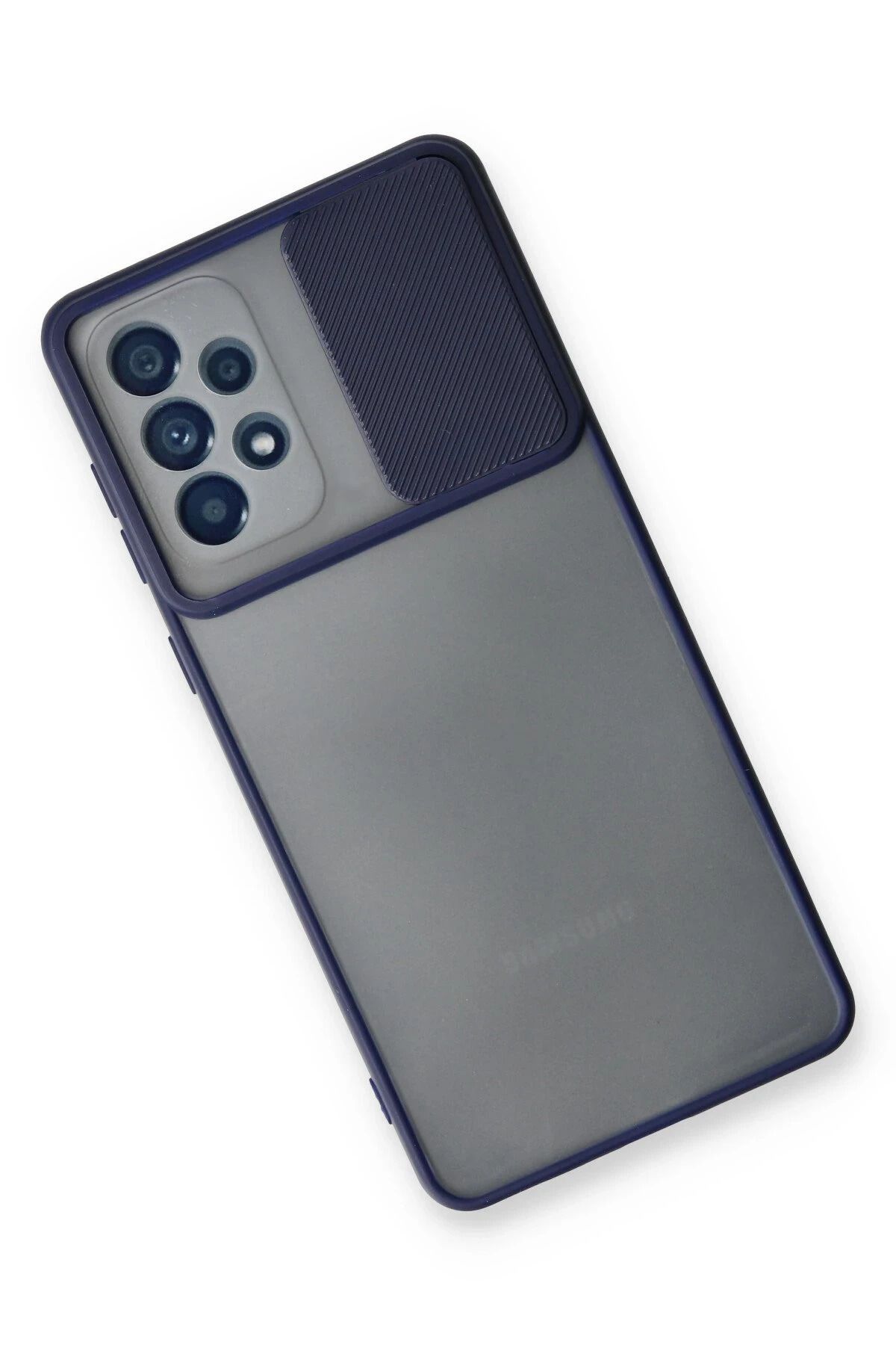 NewFace Samsung Galaxy A33 5G Kılıf Palm Buzlu Kamera Sürgülü Silikon - Lacivert SVLRS