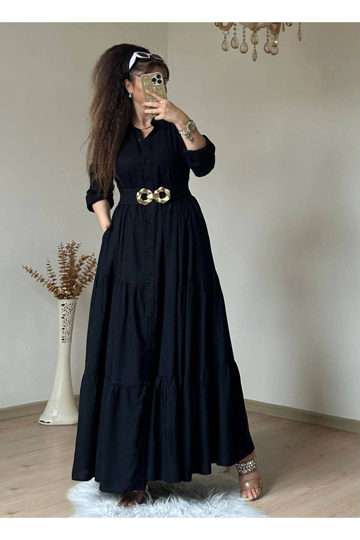 azra moda Salaş Gömlek Elbise Siyah