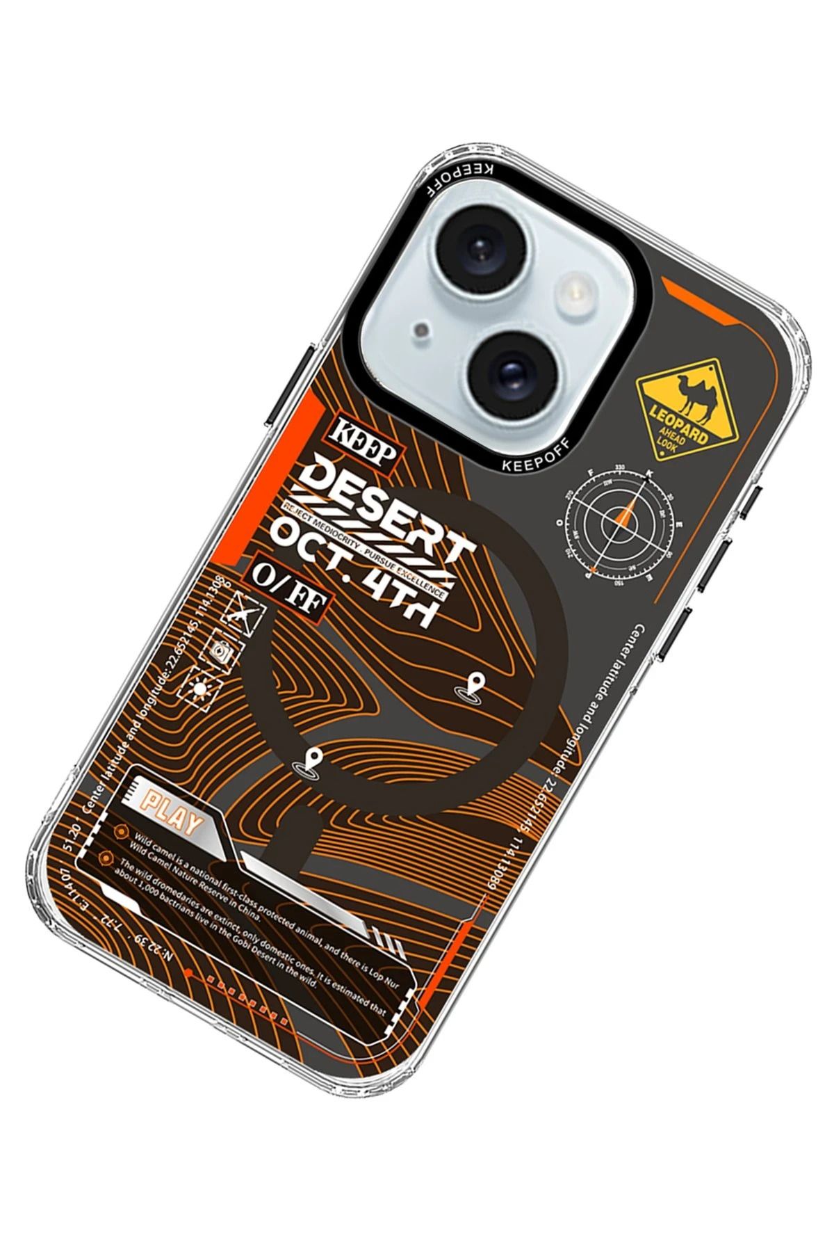 Keep Off iPhone 15 Map Magsafe Kapak - Desert SVLRS