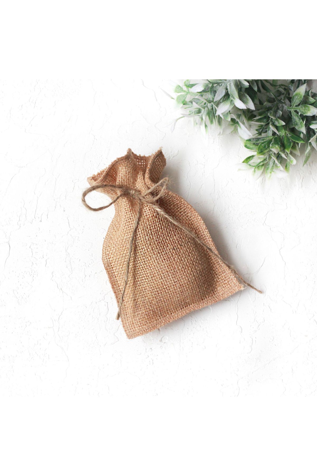 Bimotif-Jute Pouch with Jute String, with Overlock, 10X15 cm 5 Pcs 4