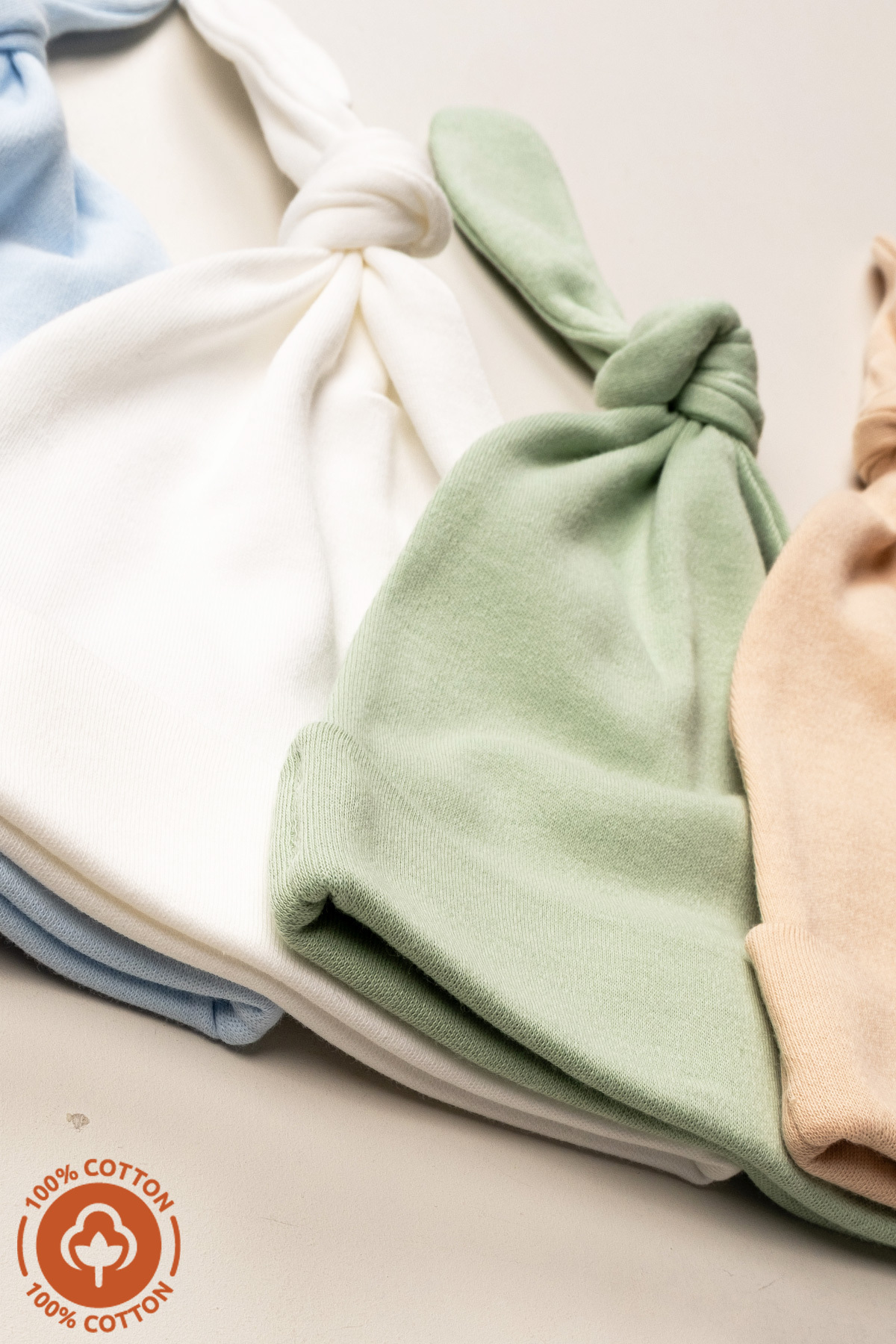 Miniel Unisex Bebek Arma Detaylı Bağlamalı Penye Organik Pamuklu Yenidoğan 3Lü Bebek Bere Set fotoğrafı 6 (önizleme)