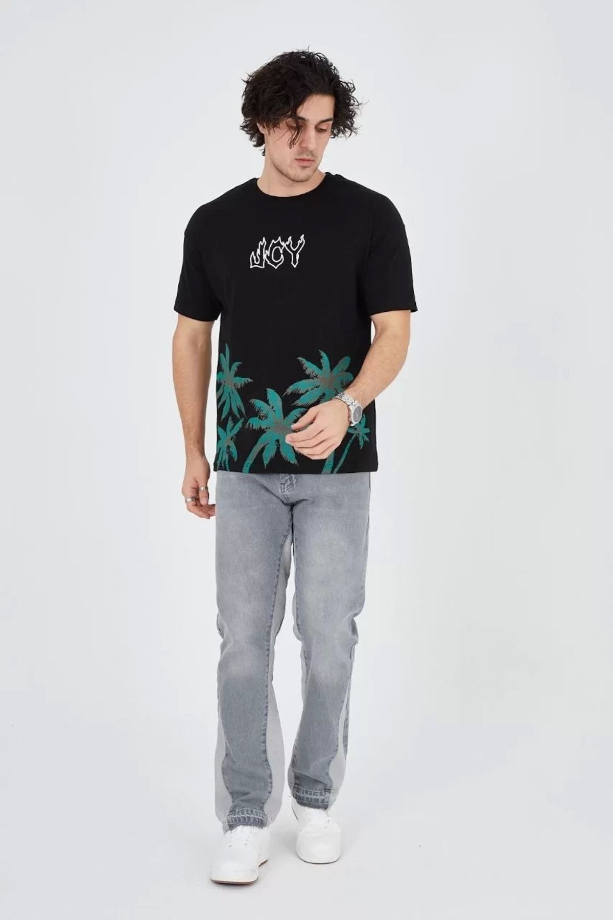 CVS Erkek Baskılı Bisiklet Yaka T-Shirt - Siyah
