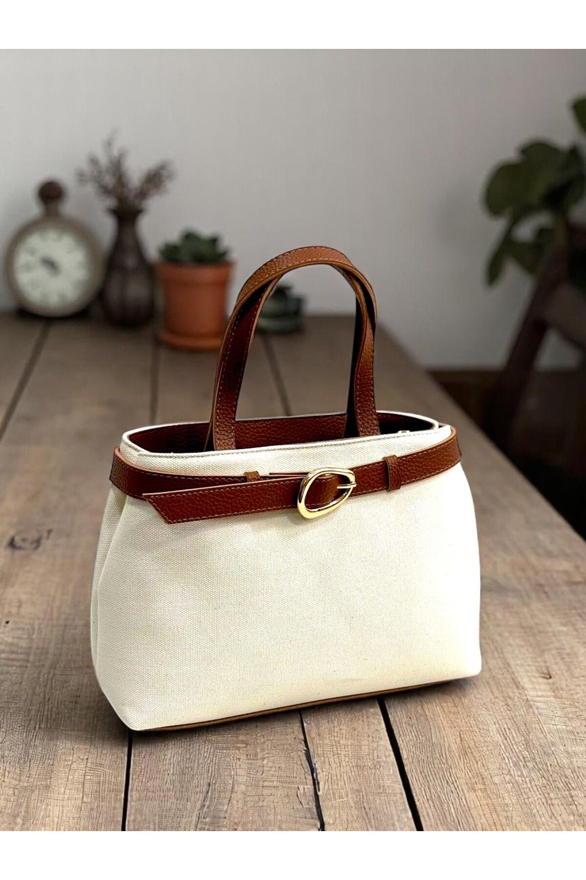 HFKY Kadın Keten Dokuma Tote Bag. El ve Omuz Çantası. RY425