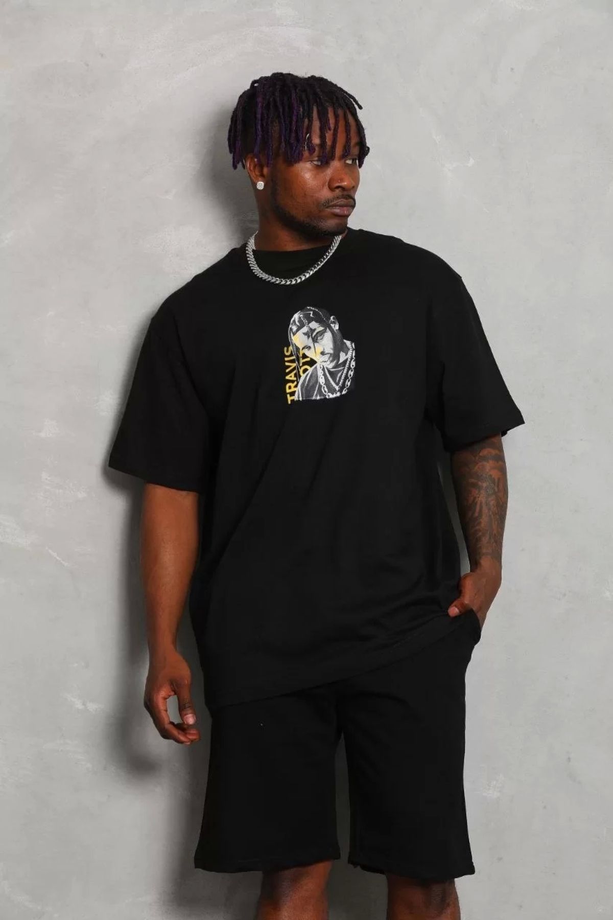 CVS Unisex Oversize Baskılı Bisiklet Yaka T-Shirt - Siyah