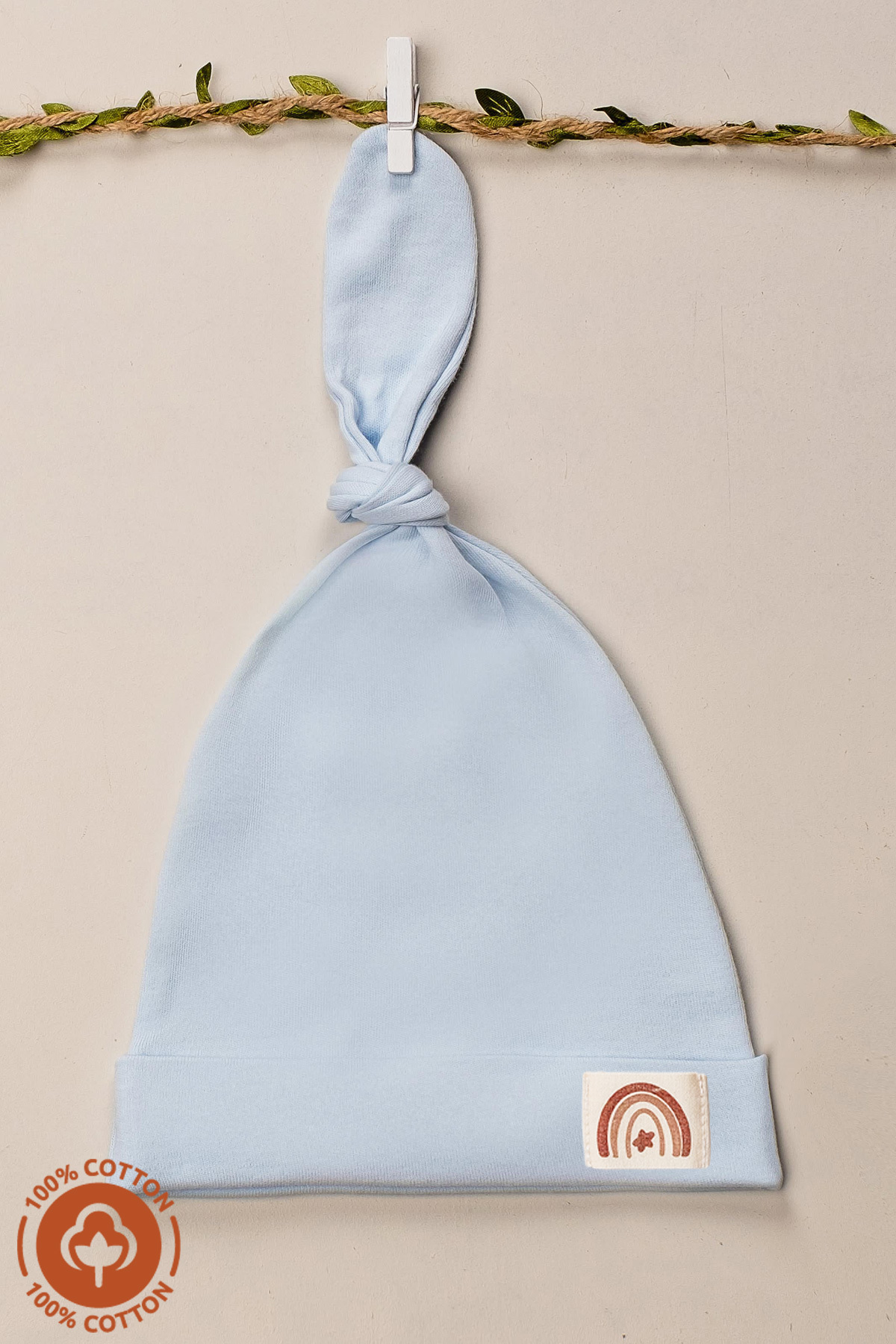 Miniel Unisex Bebek Arma Detaylı Bağlamalı Penye Organik Pamuklu Yenidoğan 3Lü Bebek Bere Set fotoğrafı 4 (önizleme)