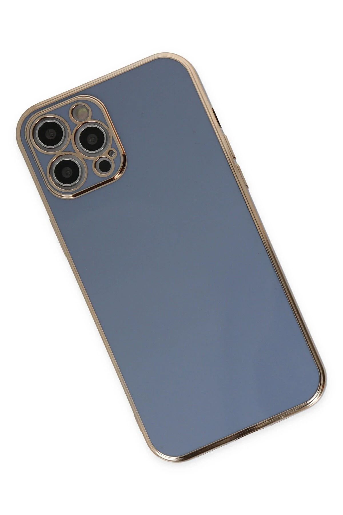 NewFace iPhone 12 Pro Max Kılıf Volet Silikon - Mavi WLZOR