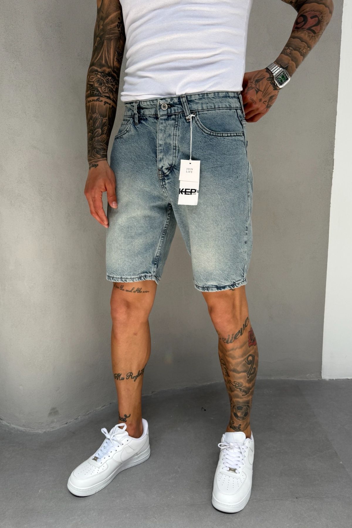 MADZEYMODA Mavi Denim Kumaş Erkek Jean Kot Şort Mz483
