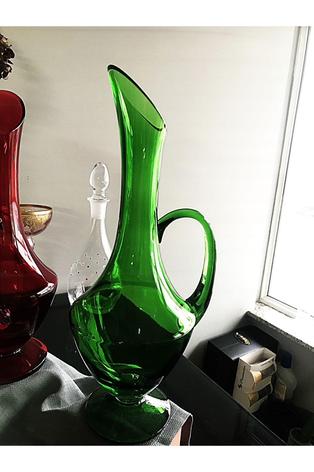 DECOSTYLE Paşabahçe El Işçiliği transparan renkli (karaf, Sürahi) 1.500cc EL yapımı denizli cam