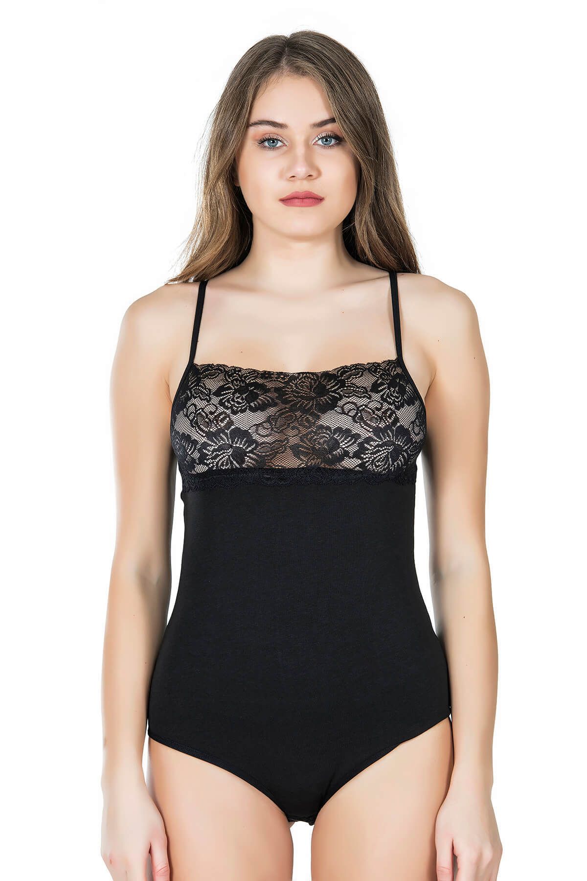 Shop58 Hediye Cantam Dantel Yaka Askılı Çıtçıtlı Kadın Body 312