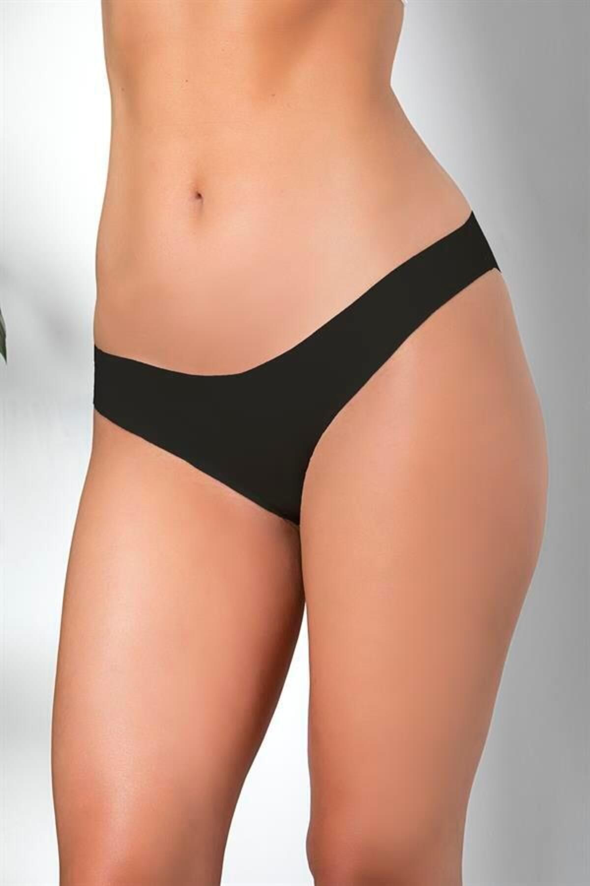 Shop58 3'lü Dikişsiz, İz Yapmaz, Lazer Kesim, Slip Külot Siyah