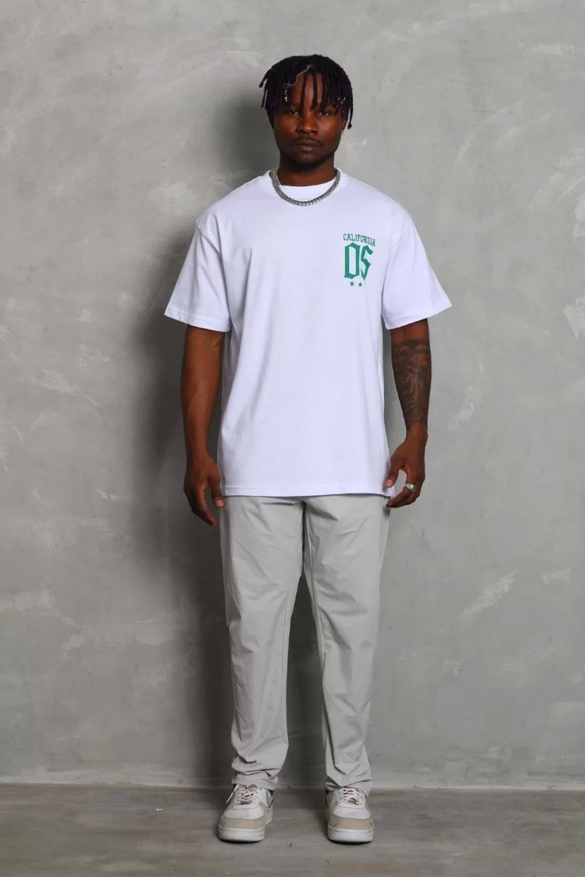 CVS Unisex Oversize Baskılı Bisiklet Yaka T-Shirt - Beyaz