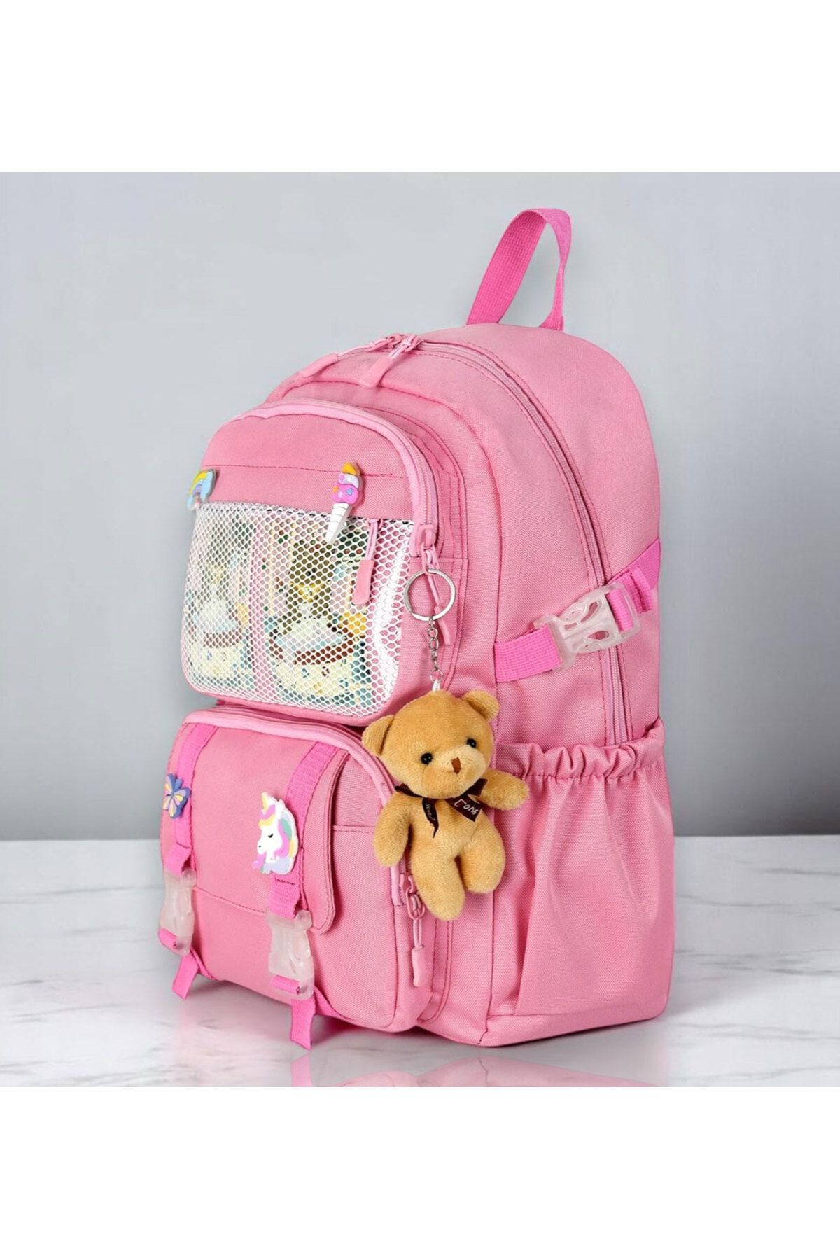 Waddell Kawaii Kore Tarzı Aksesuarlı İlkokul Sırt Çantası ve Termal Beslenme Çantası