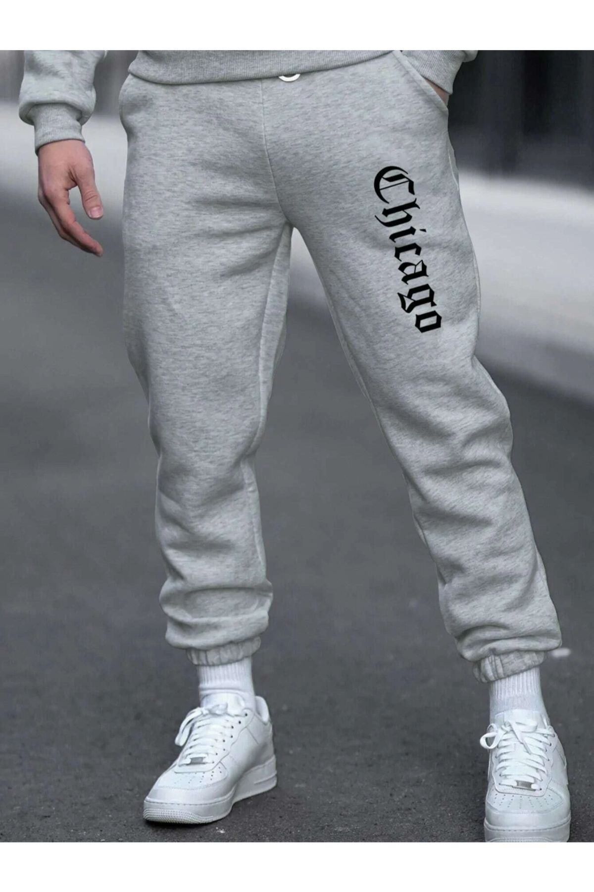 GIANTSTORE Unisex Gri Chicago Baskılı Eşofman Altı