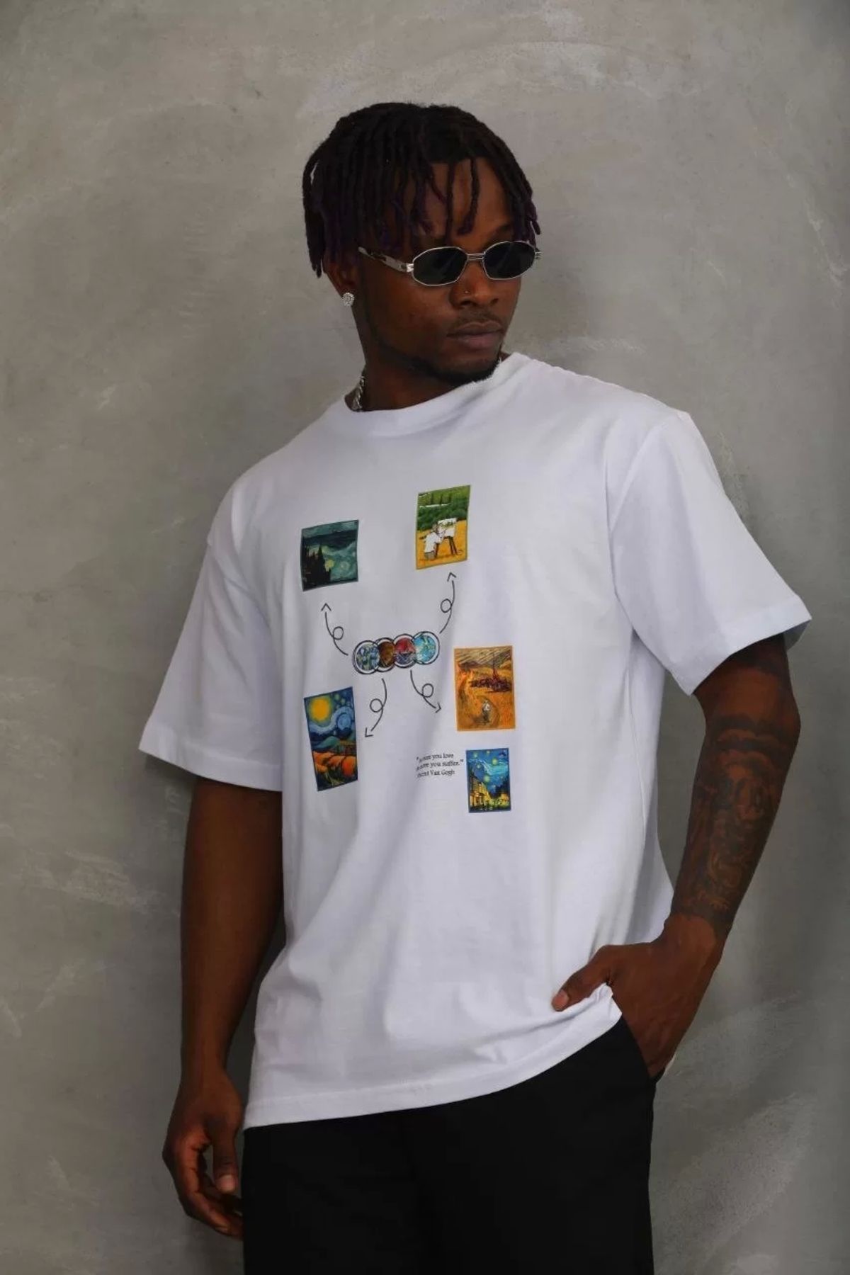 CVS Unisex Oversize Baskılı Bisiklet Yaka T-Shirt - Beyaz