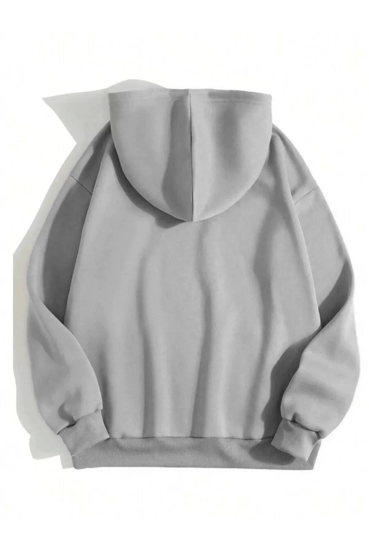 CVS Erkek Düz Kapüşonlu Sweat - Boyalı Gri