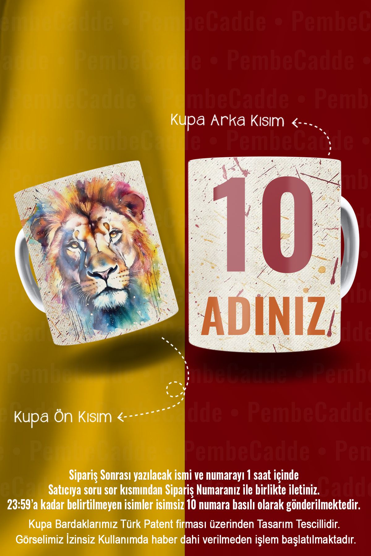 BİBANAPROMOSYON Porselen Modern Aslan Figürlü Kupa Bardak Mug