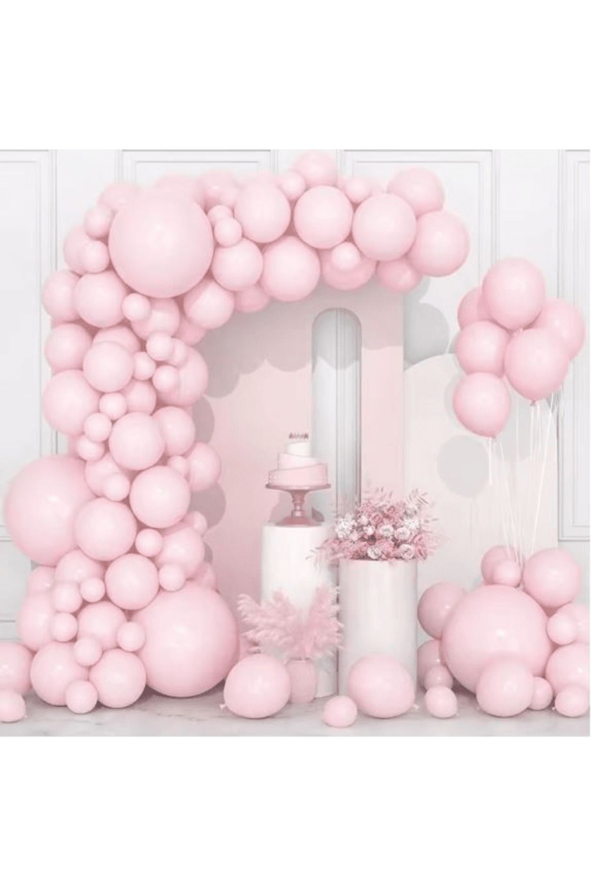 Baloniva MAKARON SOFT PEMBE BALON ZİNCİRİ DOĞUM GÜNÜ KUTLAMA PEMBE SÜSLEME