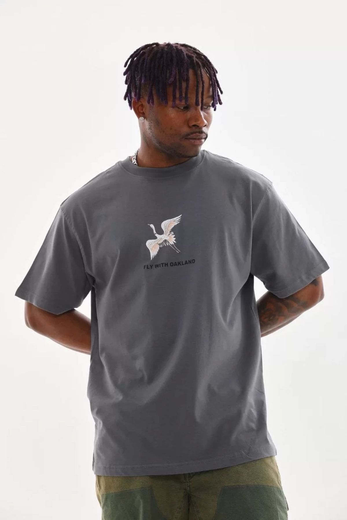CVS Unisex Baskılı Oversize T-Shirt - Füme