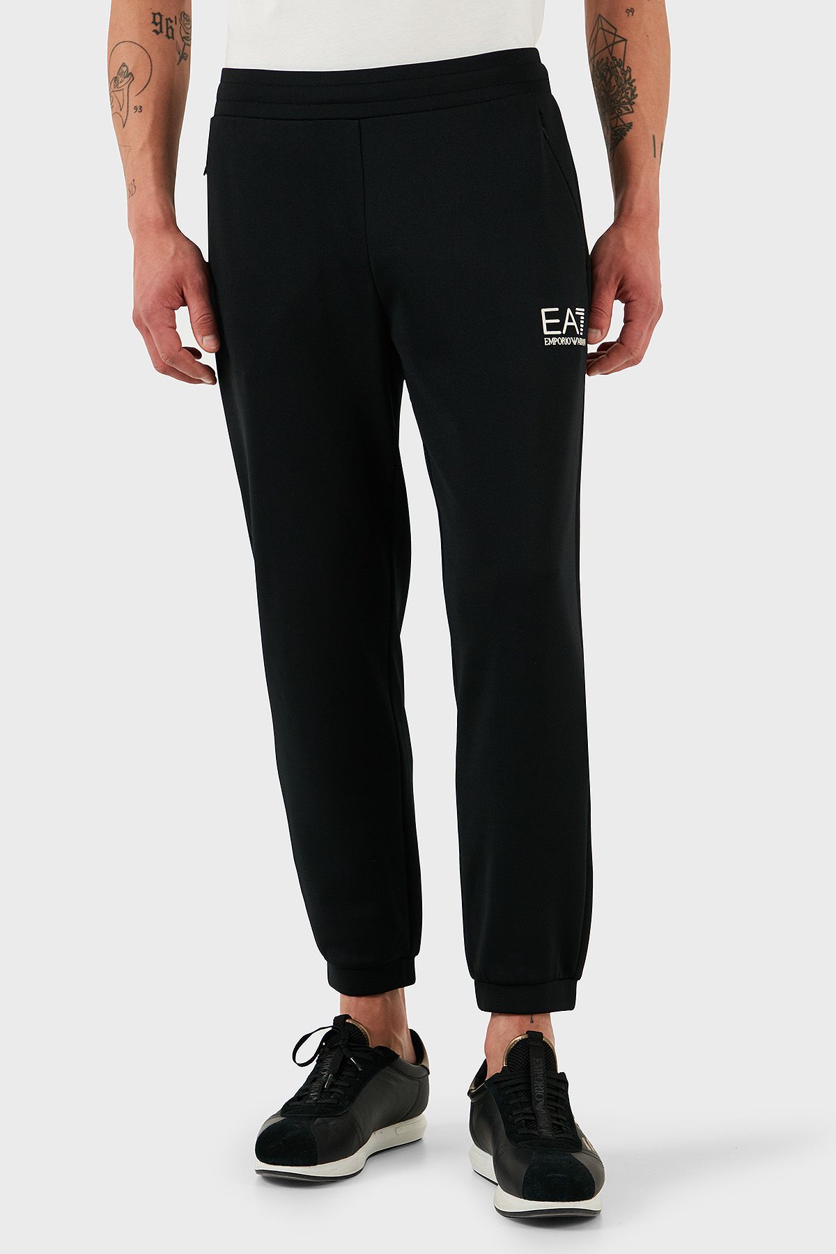 EA7 Erkek Regular Fit Cepli Lastikli Paça Pamuklu Siyah Spor Eşofman Altı 7M000306 AF13740-UC001