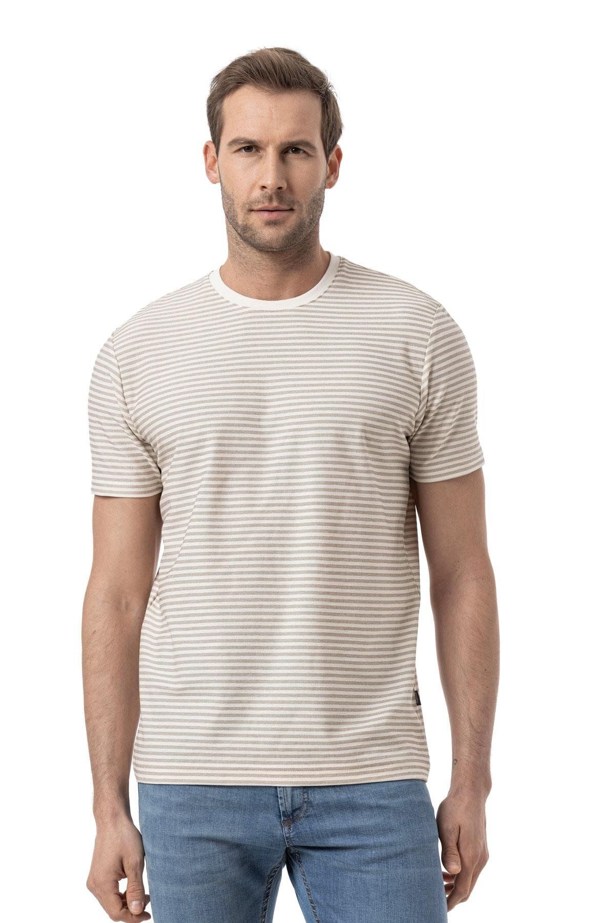 rugatchi Yatay Çizgili Bisiklet Yaka T-Shirt