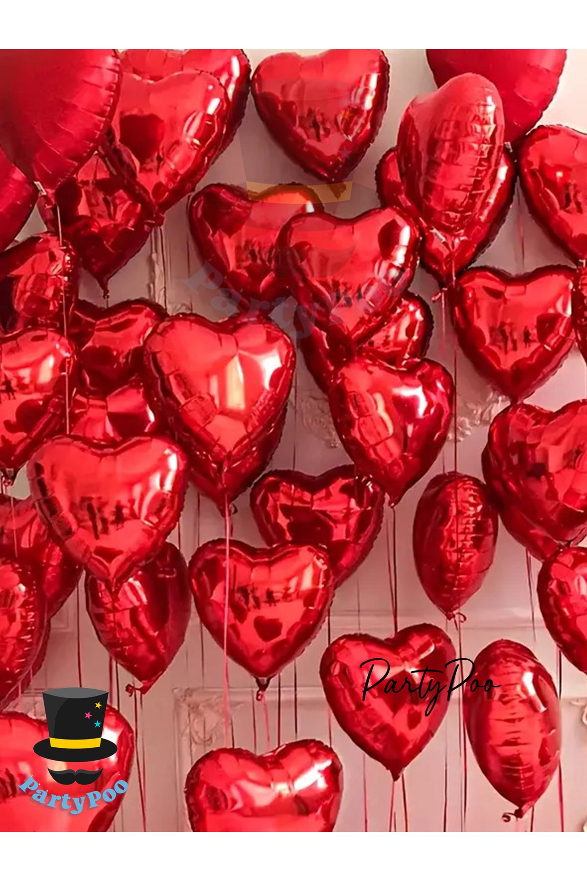 PartyPoo Küçük Kırmızı Kalp Folyo Balon Seti 5 Adet Doğum günü ve Bride To Be Balonları