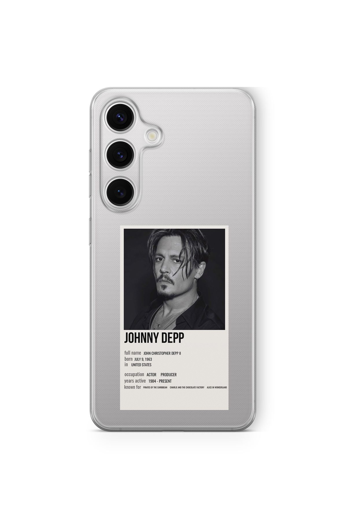 Space Star Samsung Galaxy S23 Uyumlu Johnny Depp Poster Tasarım Baskılı Şeffaf Kılıf