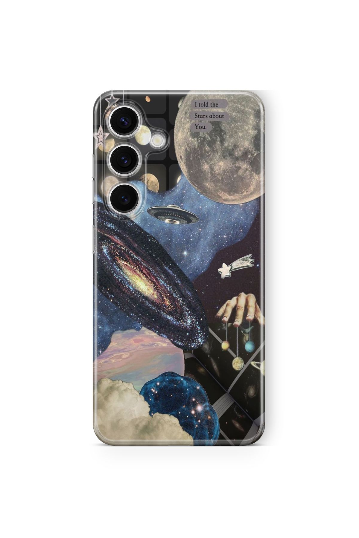 Space Star Samsung Galaxy A14 Uyumlu Space Tasarım Baskılı Şeffaf Kılıf