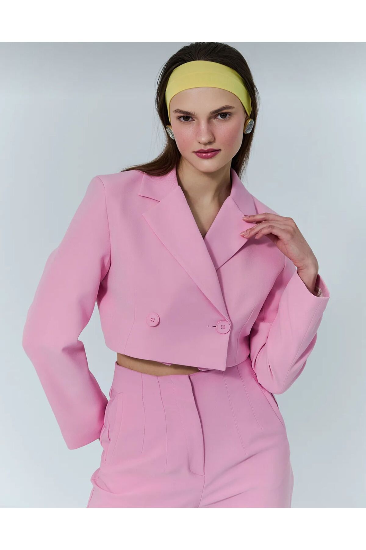 lüx vestimenta Kruvaze Crop Blazer Ceket
