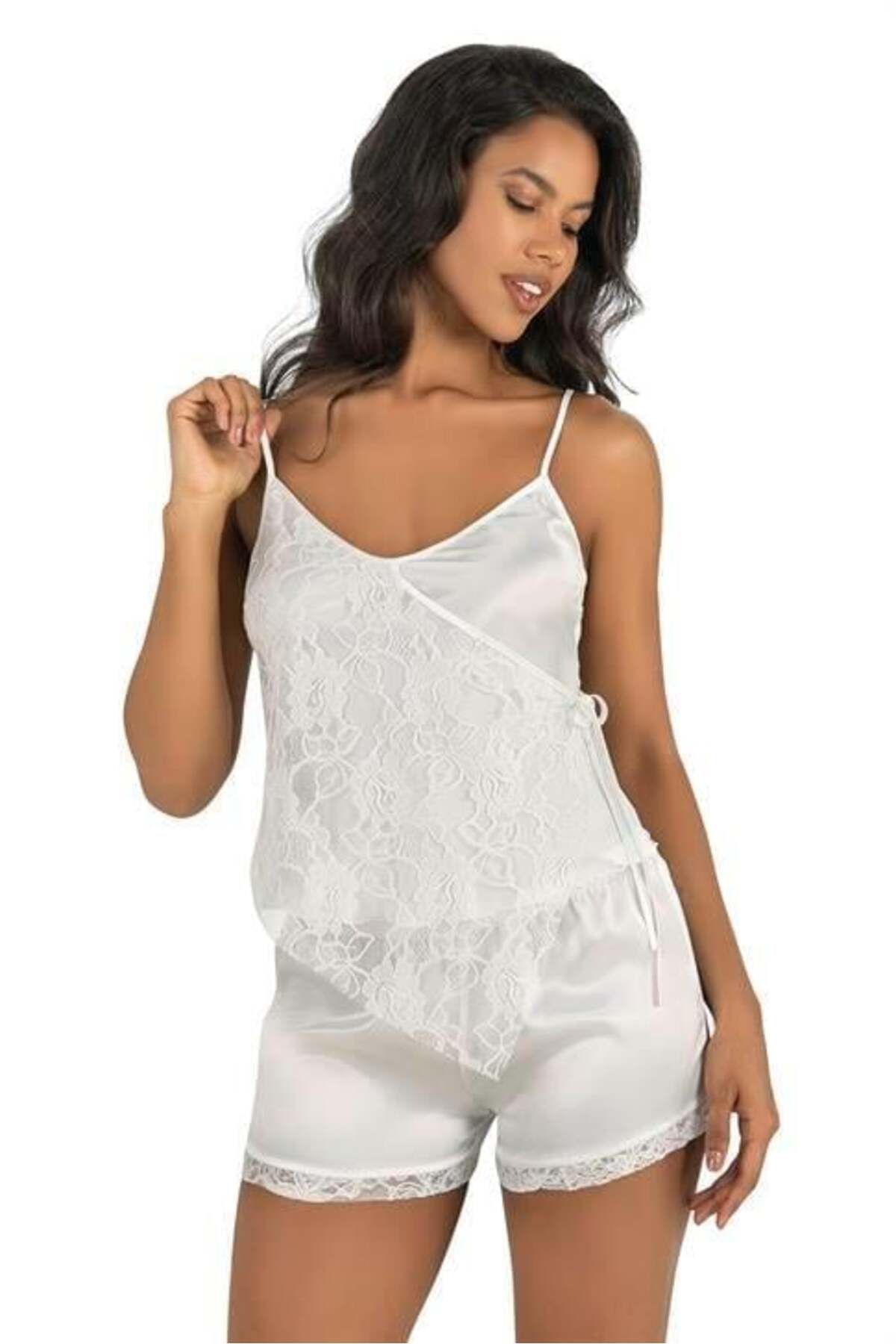 Shop58 Ekru Saten Şort Takımı 9204