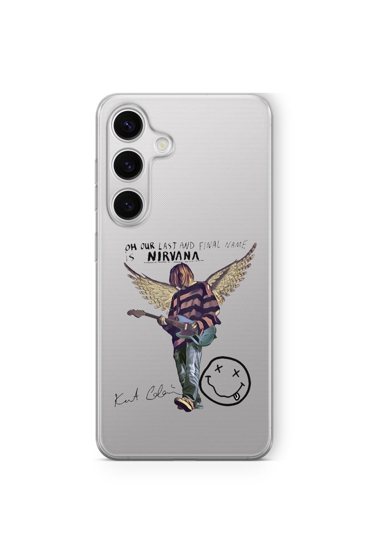 Space Star Samsung Galaxy A14 Uyumlu Kurt Cobain Tasarım Baskılı Şeffaf Kılıf