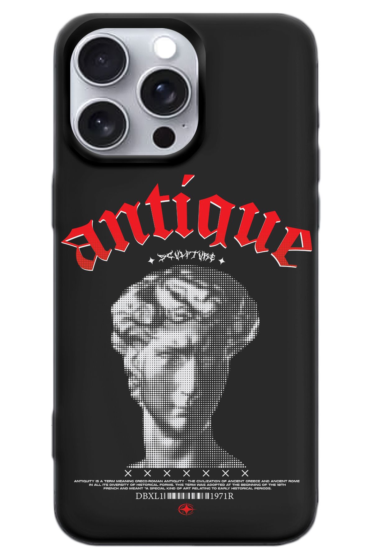 WANNA PROTECT iPhone 15 Pro Max Siyah İçi Kadife Antique Desenli Silikon Telefon Kılıfı