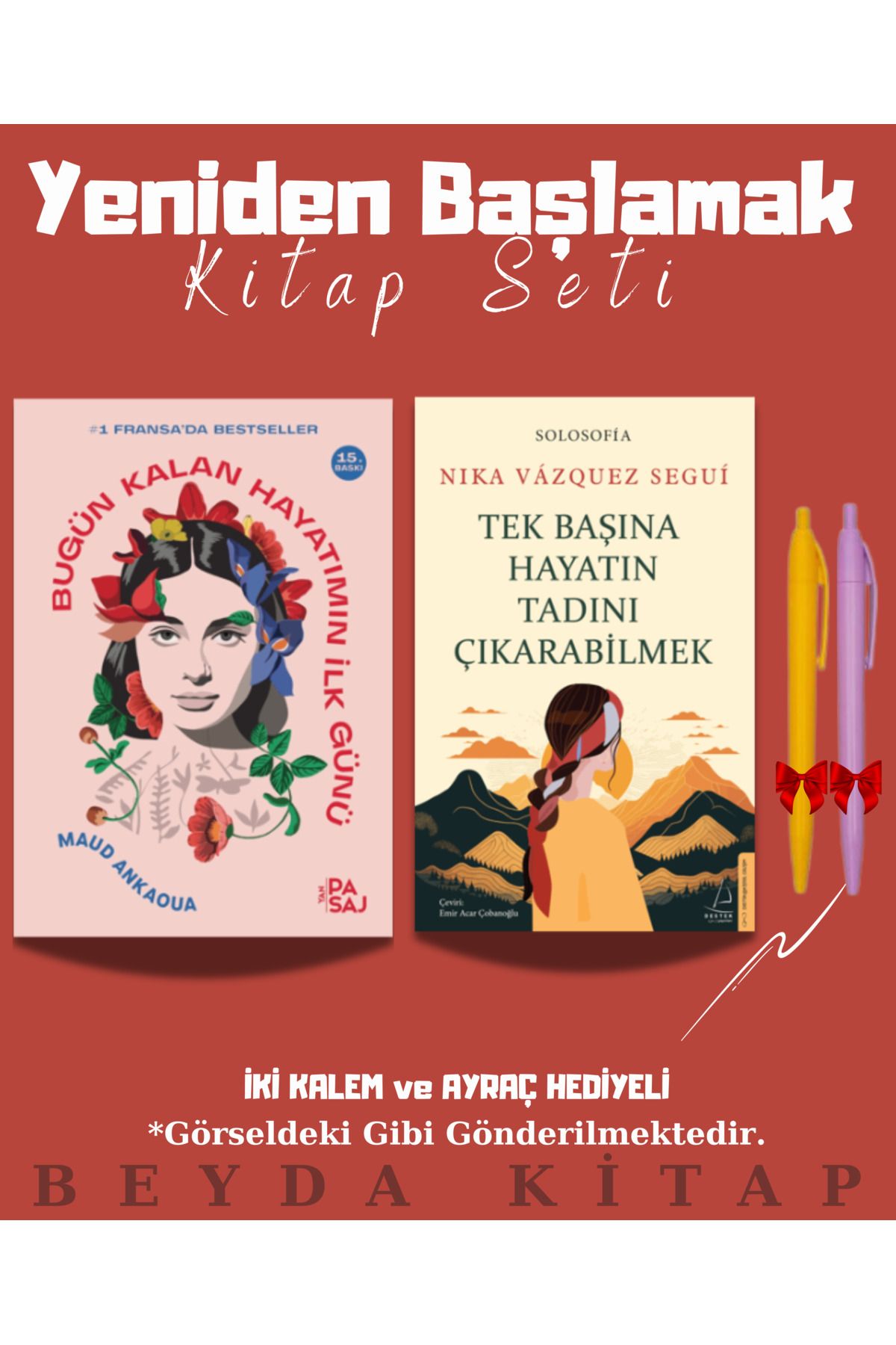 Yan Pasaj Yayınevi Bugün Kalan Hayatımın İlk Günü - Tek Başına Hayatın Tadını Çıkar- Kitap Seti - Kalemli