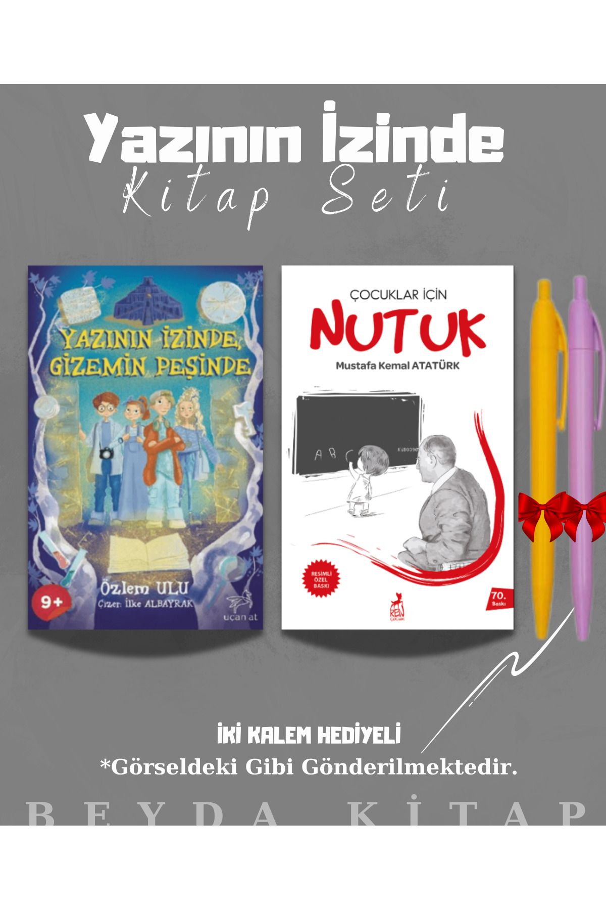 Bilge Kültür Sanat Yazının İzinde Gizemin Peşinde - Çocuklar İçin Nutuk - Kitap Seti - Kalem Hediyeli