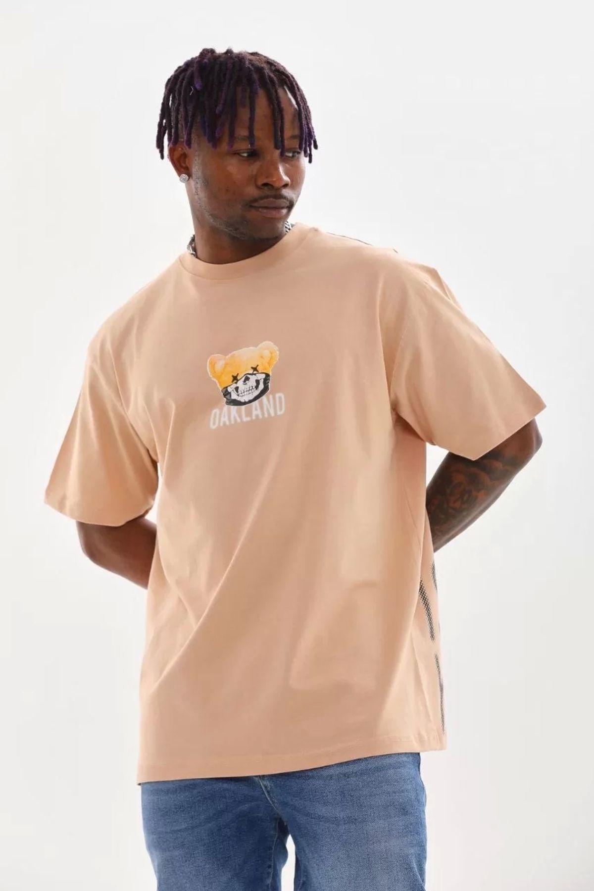 CVS Unisex Baskılı Oversize T-Shirt - Bej