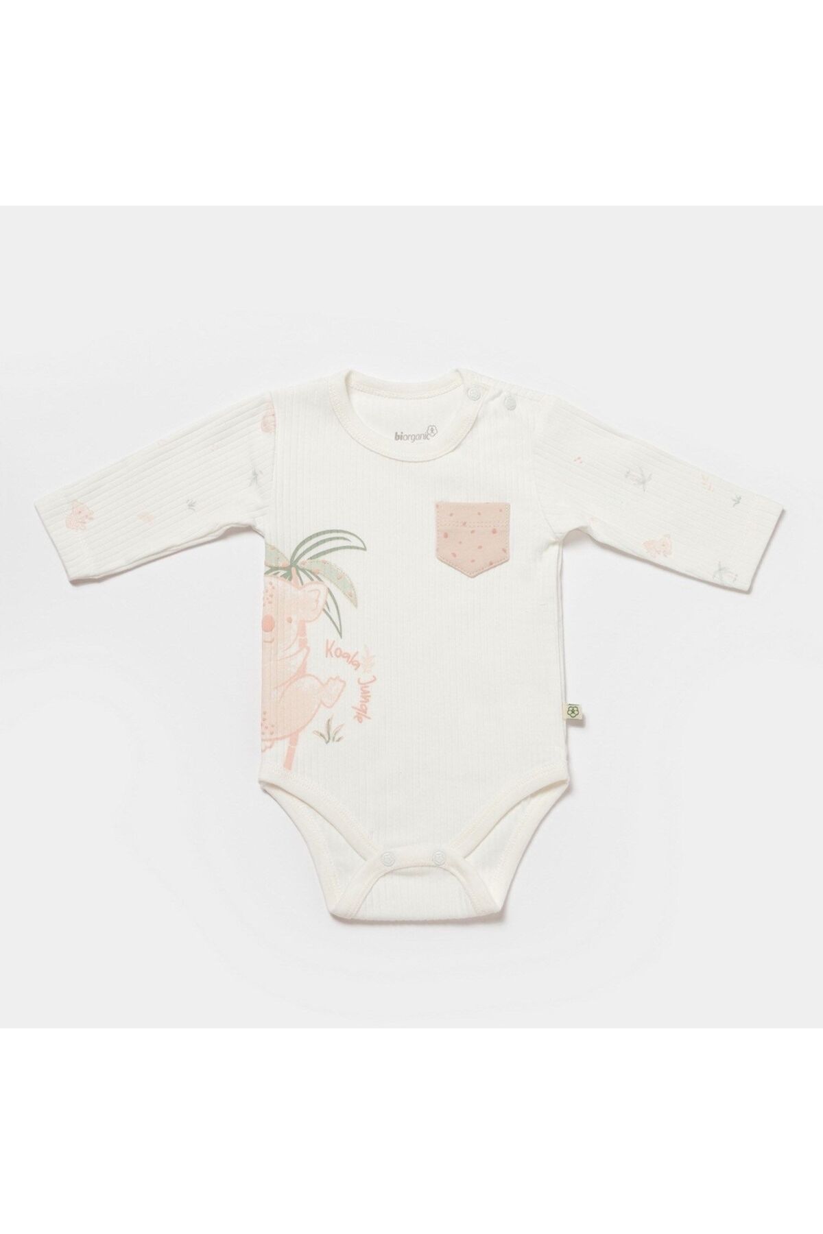 Bibaby Biorganic Koala Jungle Uzun Kol Bebek Body 56969 Pembe