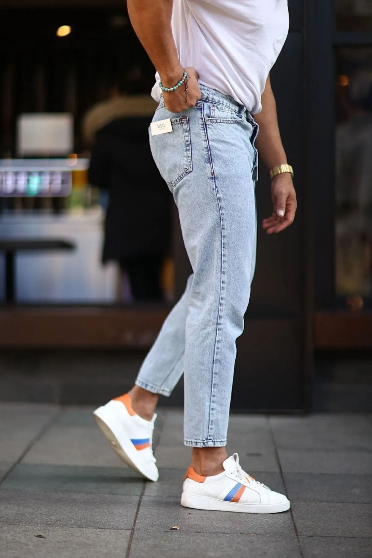 G Wear Düz Açık Mavi Boyfriend Pantalon