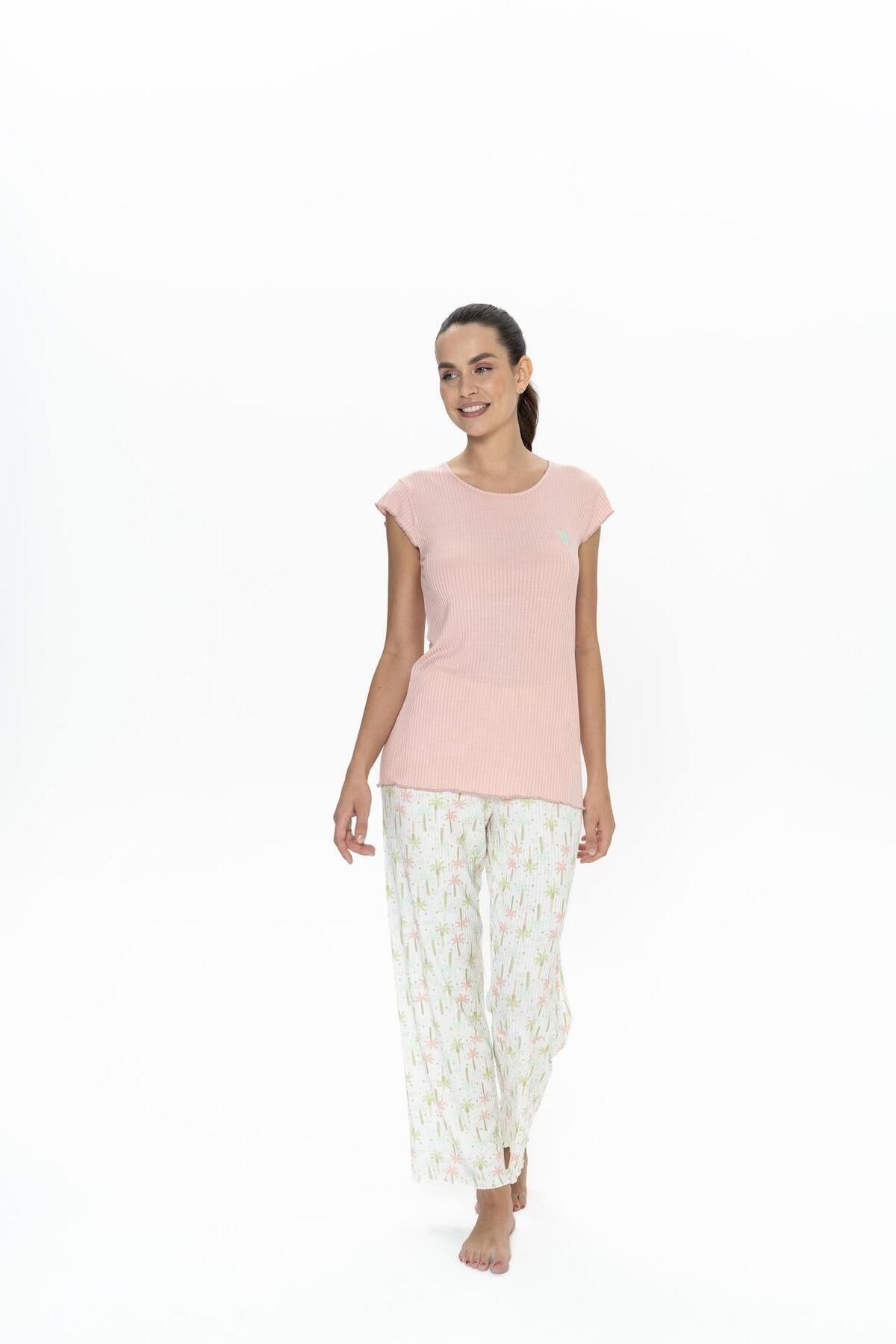 U.S. Polo Assn. Us Polo Kadın Viskom Kumaş Yazlık Pijama Takım