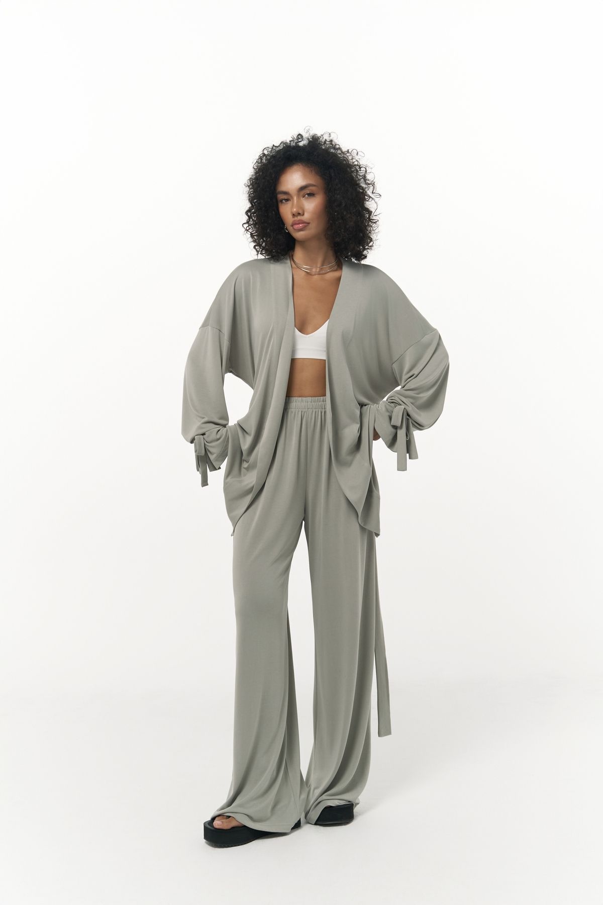 MAİ COLLECTİON Donna Mint Kimono Pantolon Takım