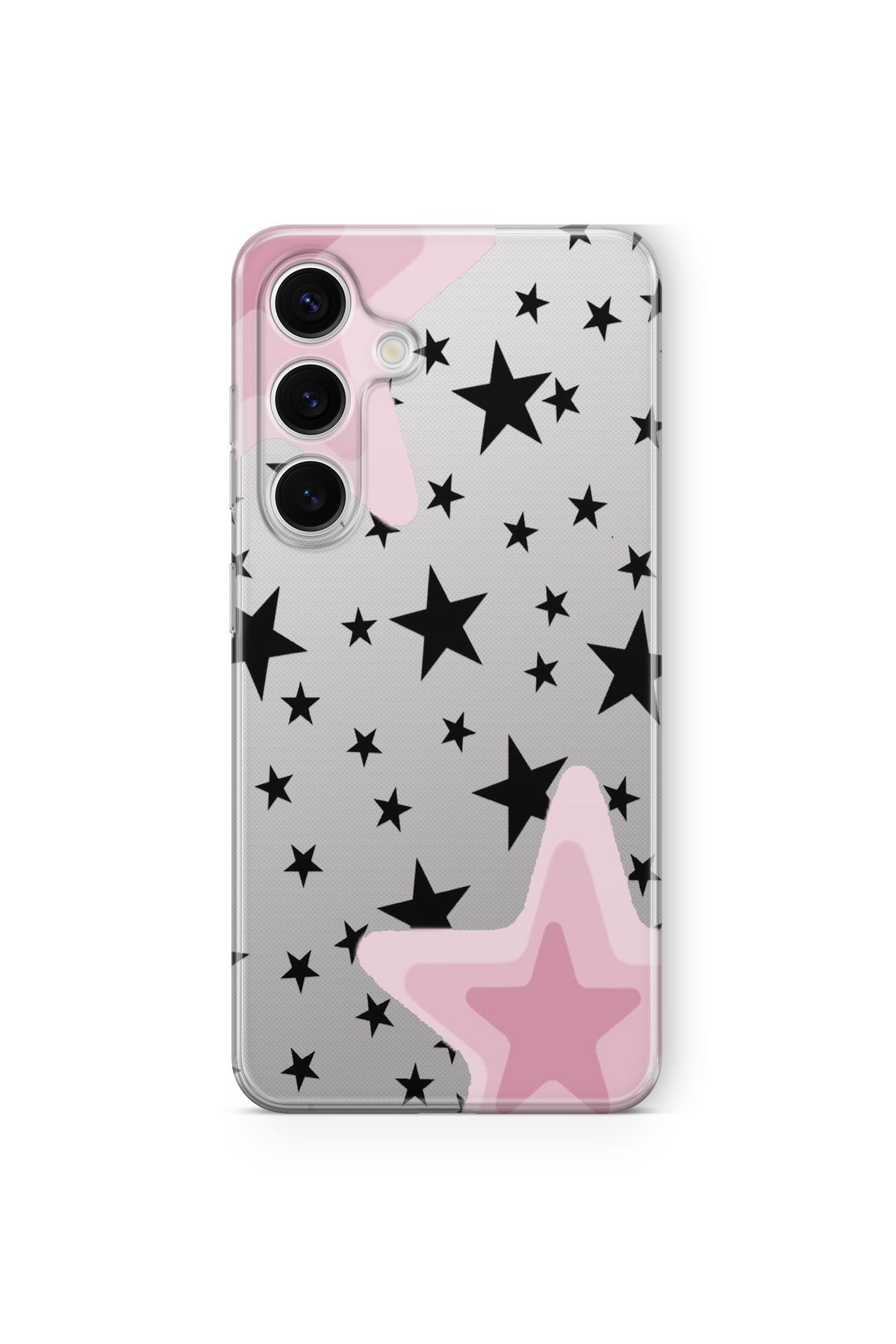 Space Star Samsung Galaxy A04s Uyumlu Siyah Yıldız Tasarım Baskılı Şeffaf Kılıf