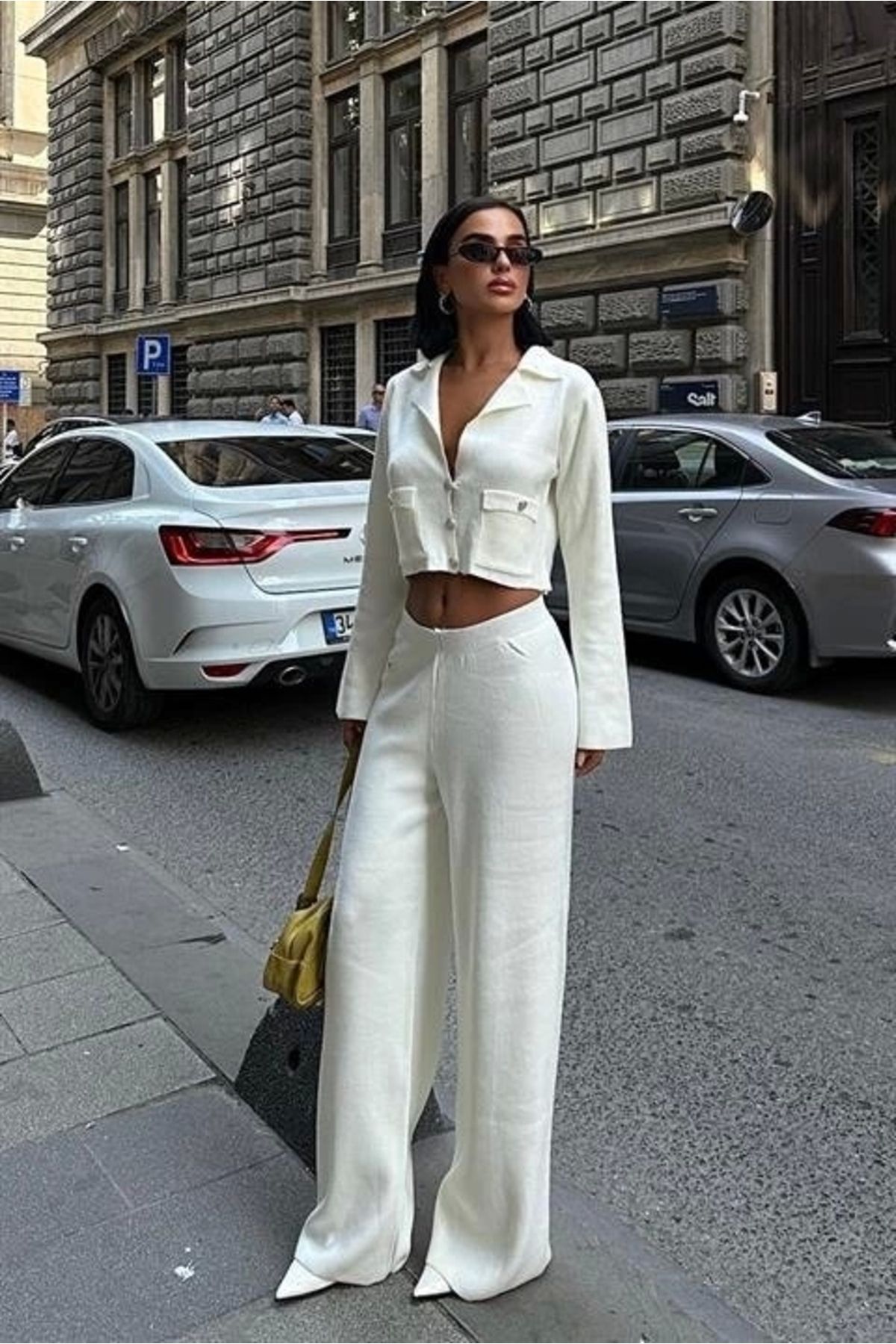 nedo7 Nancy Kruveze Yaka Crop Takım 9954 - 25