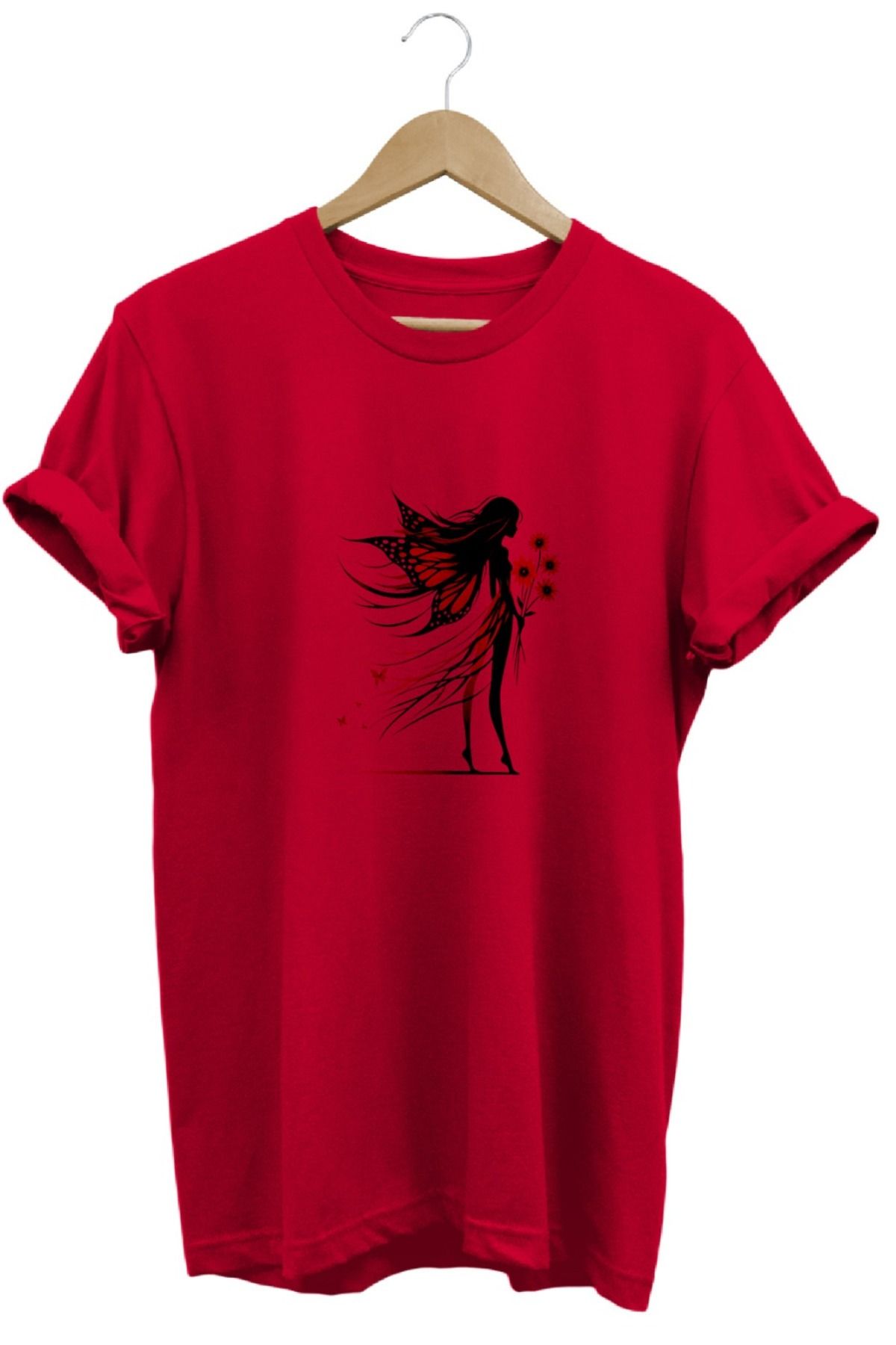 joyyfashion Peri kızı baskılı şık tişört