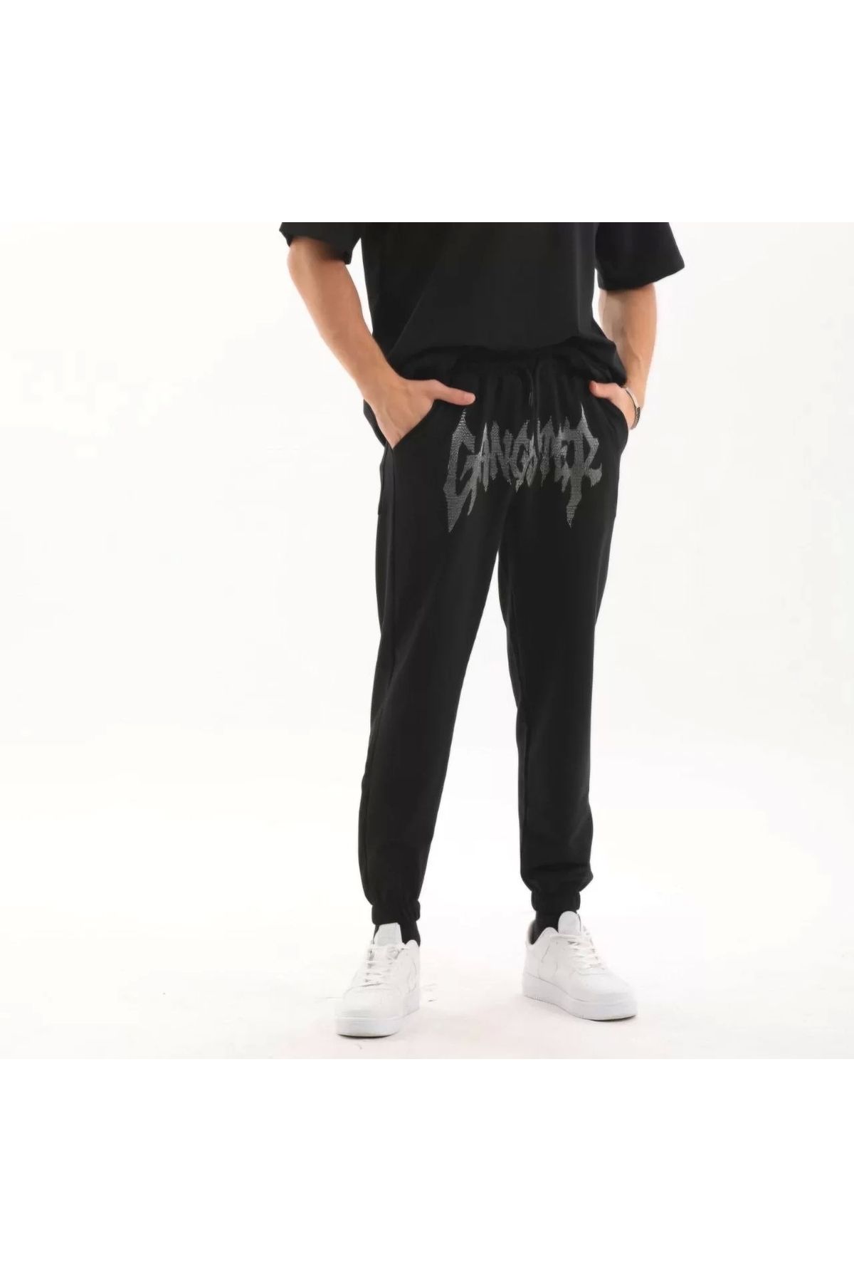 CVS Unisex Taş Detaylı Eşofman Altı - Siyah