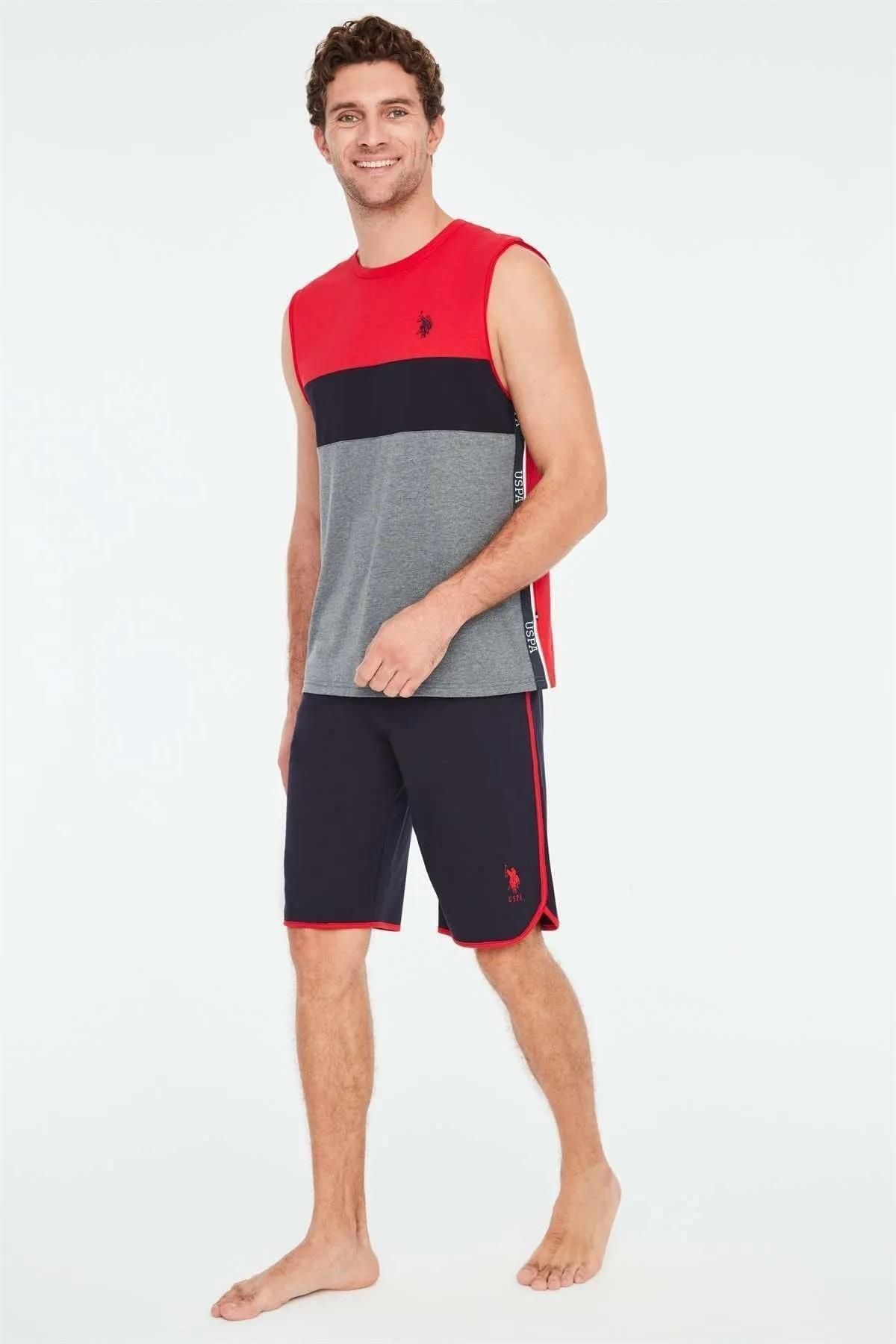 U.S. Polo Assn. %100 Pamuklu Erkek Kolsuz T-shirt Şort Takım