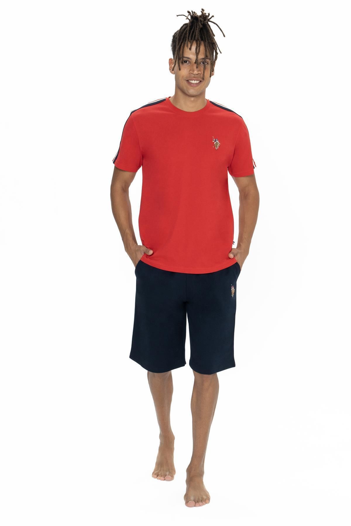 U.S. Polo Assn. U.S. Polo Yuvarlak Yaka Kısakol T-shirt, Cepli ve Düz Renk Şort Takım