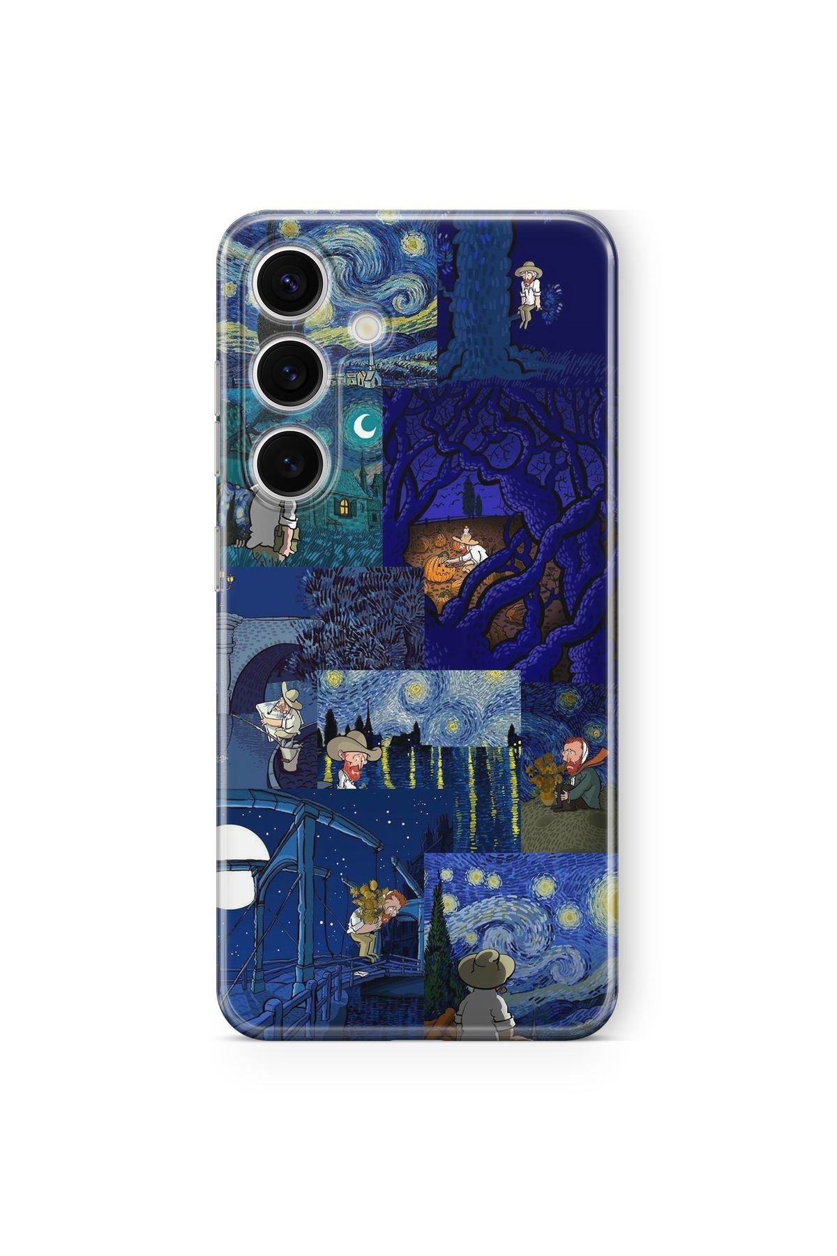 Space Star Samsung Galaxy A14 Uyumlu Van Gogh Tasarım Baskılı Şeffaf Kılıf