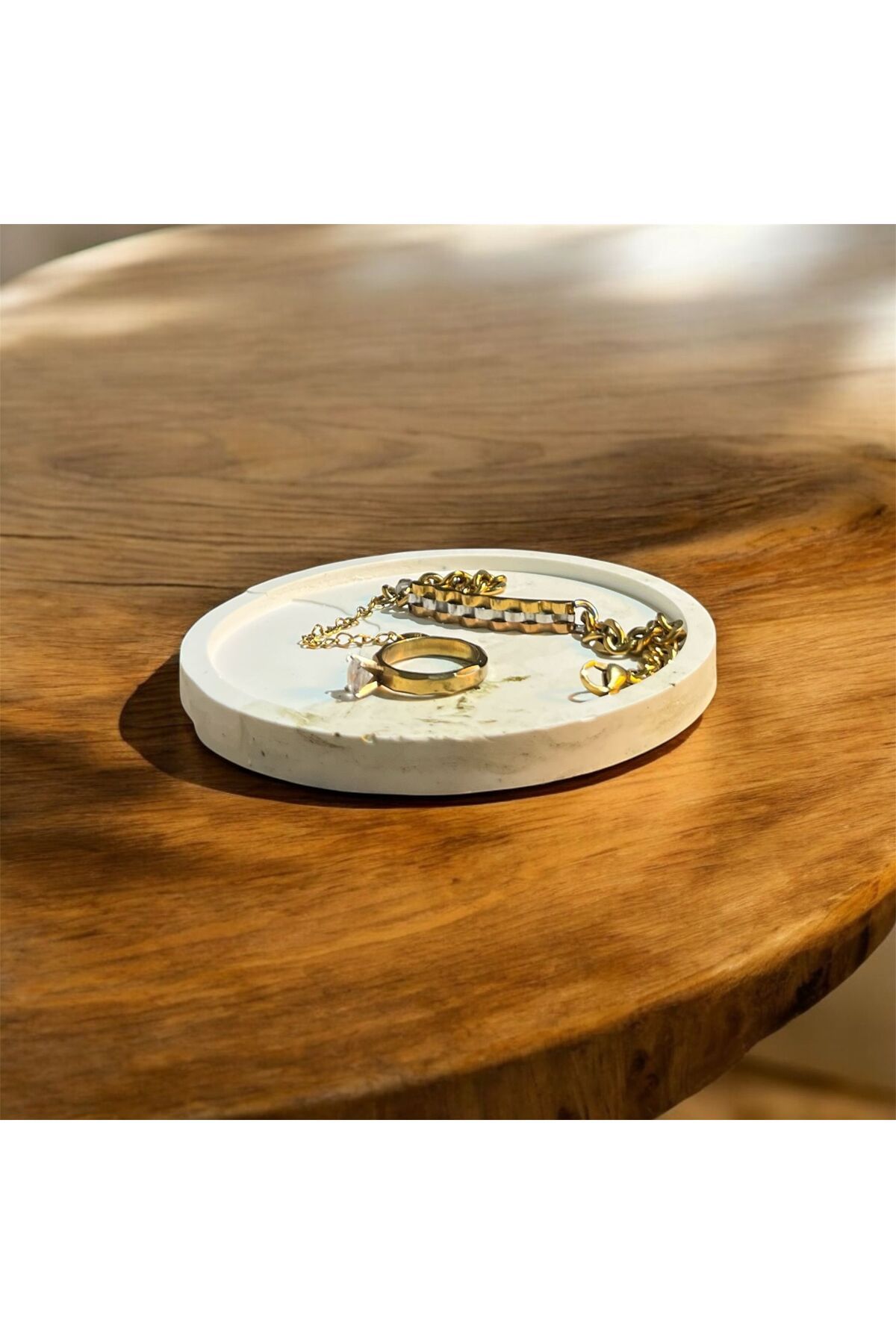 Dekoratif Ev Dekoratif Oval Beton Tabak Takı Tabağı Mum Tabağı Organizer