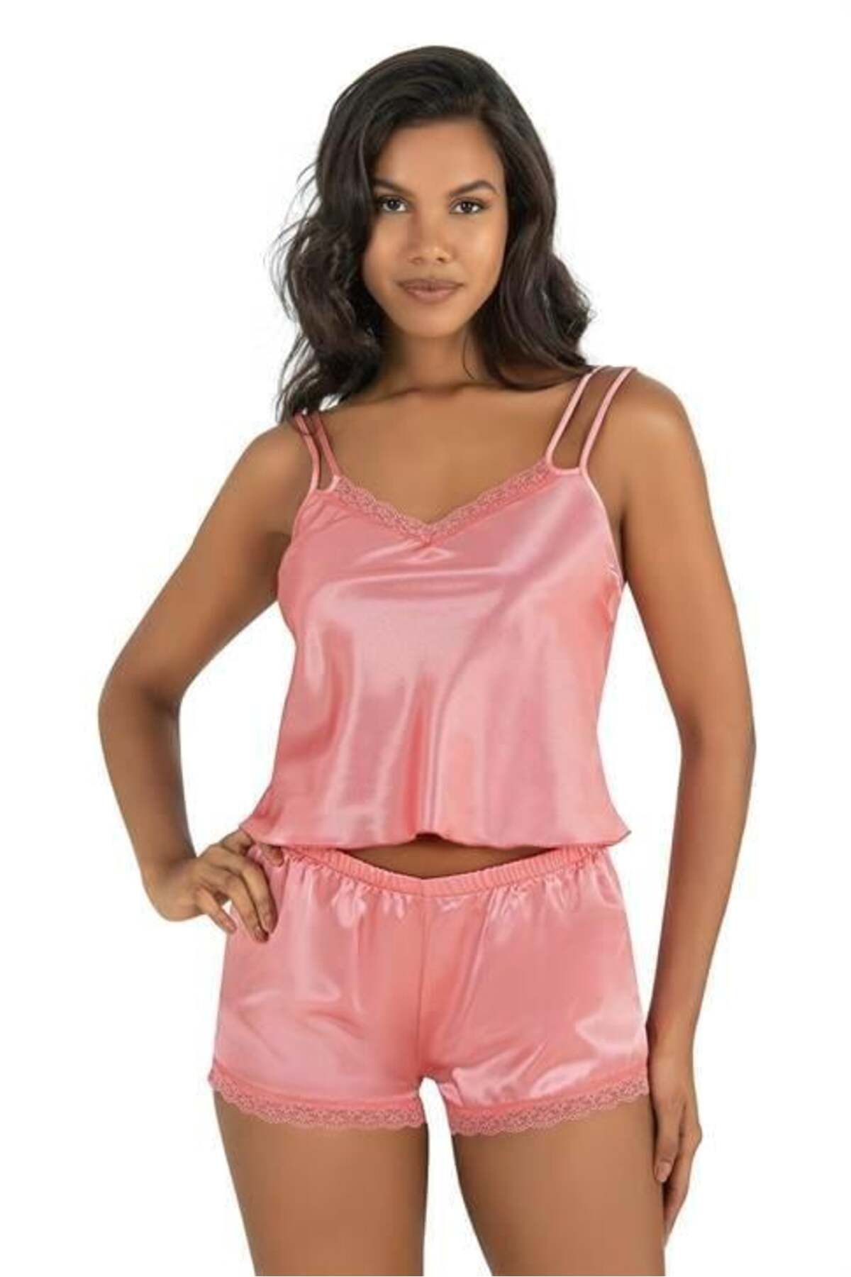 Shop58 Mercan Saten Şort Takımı 9210