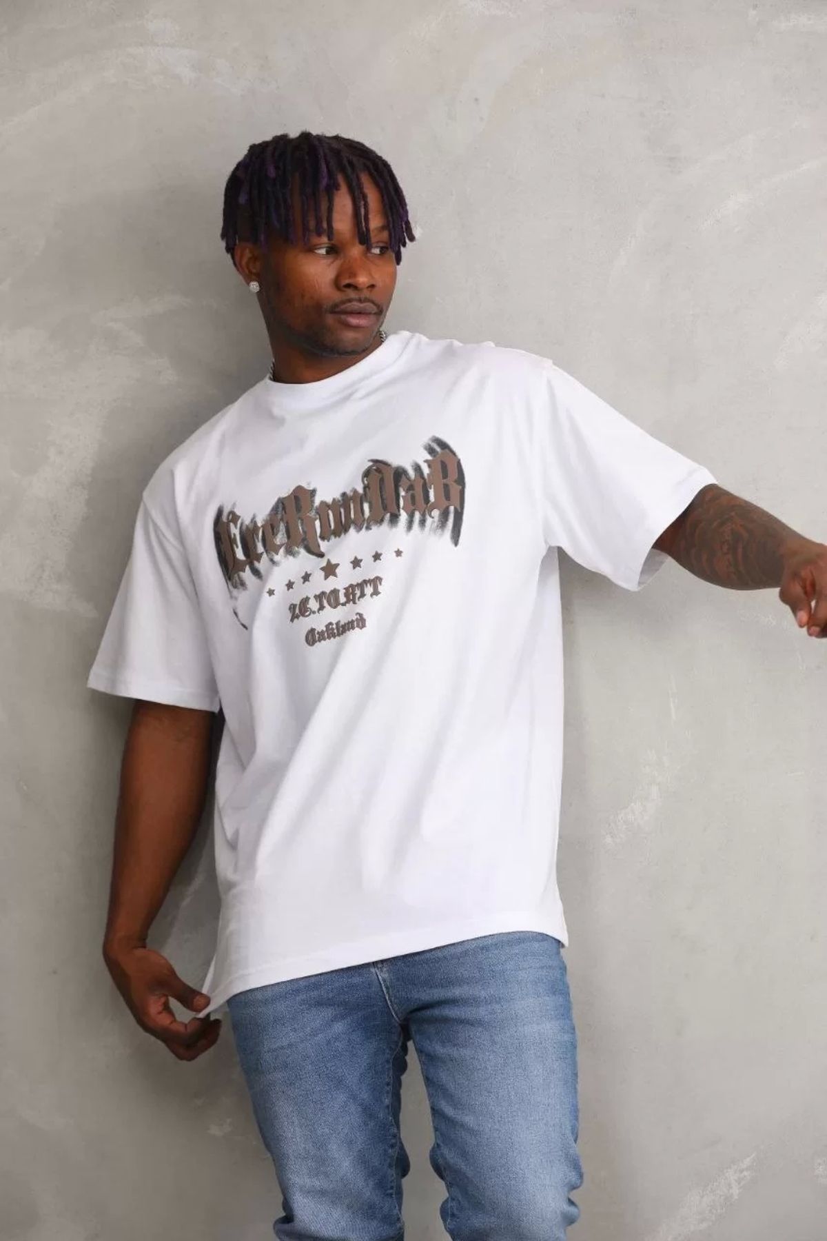 CVS Unisex Baskılı Oversize T-Shirt - Beyaz