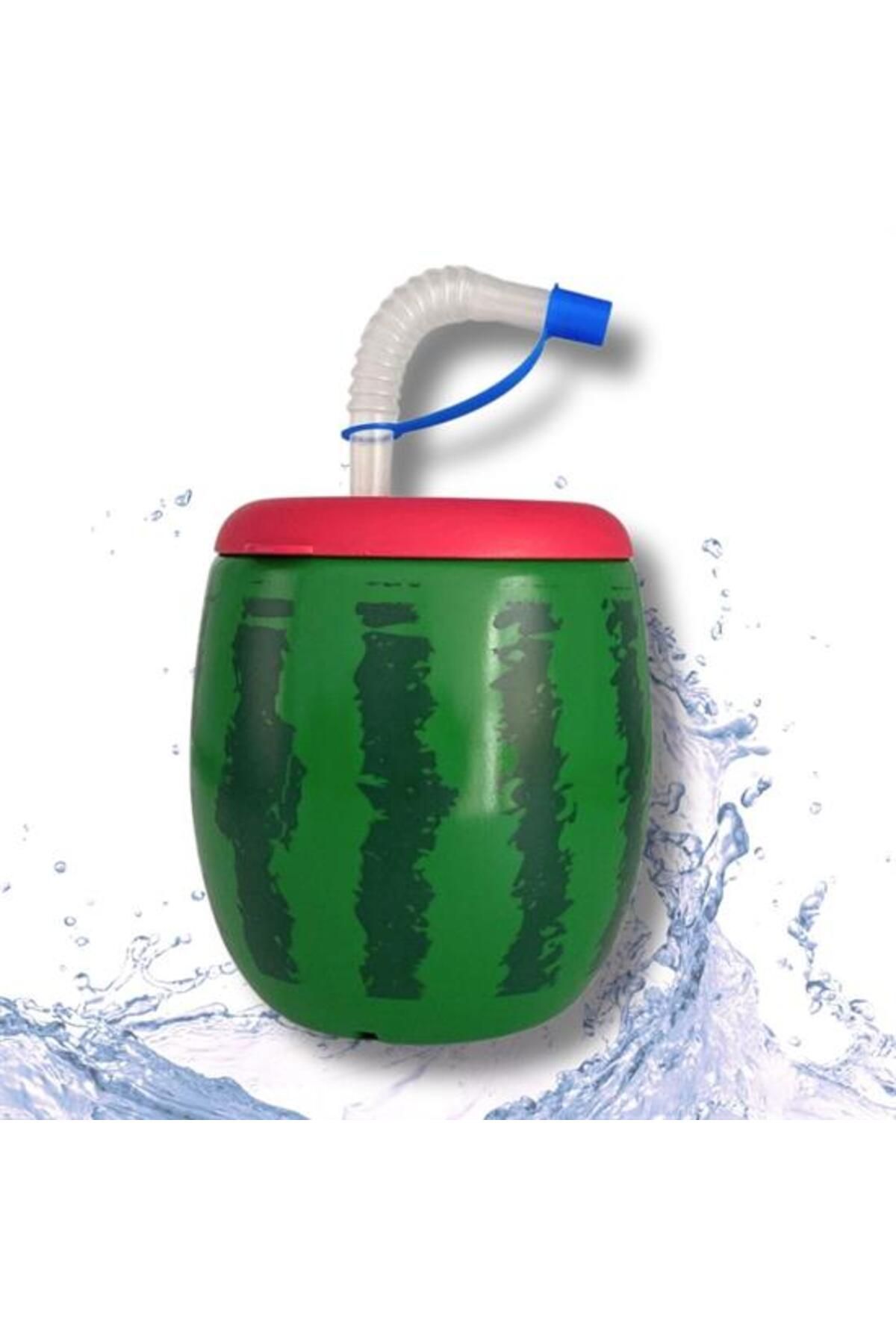 Shop58 Karpuz Model Kendiliğinden Pipetli 900 ml Suluk, Matara (4172)
